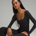 Lululemon Wundermost Ultra-Soft Nulu Square-Neck Long-Sleeve Bodysuit XL BLACK NWT Photo 3