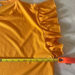 ZARA  Ruffle Sleeve Mustard Yellow T-Shirt Top Size M Short Sleeve Casual Photo 3