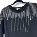 BaeVely NWOT Boutique Silver Sequin Embellished Black T Photo 3