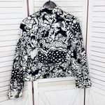 Vintage St. John Sport Abstract Print Zip Up Denim Jacket Back White Small Photo 8