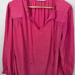 Chico's | Hot Watermelon Raspberry Pink Pleated Details Tie Neck | Size 1 Medium Photo 4