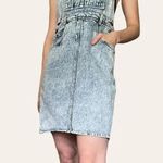80s/90s vintage acid wash denim overall dress XS Blue Photo 1