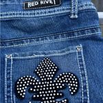 Red Rivet  Distressed Jeans Fleur de Lis Rhinestone Pockets Size 13 Photo 5