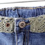 Vintage Y2K American Star Green Crochet Embroidered Cropped Denim Jeans Blue Size 30 Photo 8