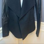 Vince Leather Sleeve Boiled Wool Jacket Photo 3