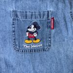 Disney Mickey Unlimited Denim Jean Button Shirt Women Size M Embroidered Pocket Blue Size M Photo 1