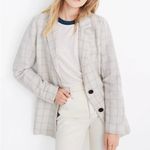 Madewell Dorset Blazer Windowpane Linen Blend Plaid Jacket Beige Size Large NWT Photo 12