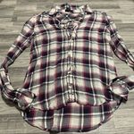 Paige ⭐️ Black White Purple Plaid Crisscross String Long Sleeve; Photo 0