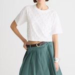 J.Crew NEW Broken In Jersey Cropped Tee Shirt Patterned Sequins White Small Photo 0