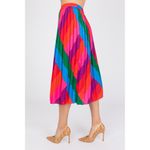 Skies Are Blue Boutique  Pink Colorful Pleated Midi Skirt S Photo 1