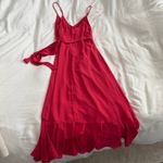 Lulus  Manhattan Moment Berry Pink Ruffled Midi Wrap Dress Size S Photo 4