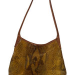MAXX NEW YORK Yellow Snake Print Leather Vintage Shoulder Bag Photo 0
