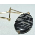 Vintage Stylish 1.5"Jasper Pendant 16" Gold Tone Bar Link Chain Casual Necklace Photo 4