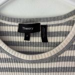 Theory  Cherry Striped Ribbed Shirt Dress Fitted Bodycon Grey White Luxury Casual Photo 3