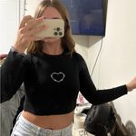 Garage  Black Crop Top with Heart Embroidery Photo 1