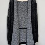 Eileen Fisher Open Front Knit Cardigan Sweater Women Medium Black Organic Cotton Photo 3