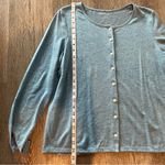 North Style Blue Linen Long Sleeve Button Down Top Cardigan Women’s Size Small Photo 3