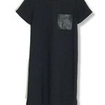 Madewell  Black Mini Dress Leather Pocket T-Shirt High-low Dress Exposed Zip XS Photo 0