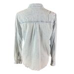Rails  Ingrid Raw Hem Denim Button Down Shirt Small Light Wash Distressed Western Photo 5