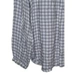 Talbots  Women's Top Ruffle Neck Plaid Rayon Button Long‎ Sleeve Pink/Gray Large Photo 8