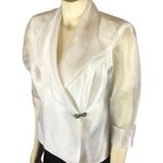 R & M Richards White Chiffon Formal Wedding Blazer Sheer Sleeves size 6P Photo 6