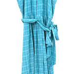 Calvin Klein  size 2 blue‎ plaid sleeveless dress wrap style gingham tie waist Photo 0
