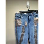 Hannah Women Size 14 Blue Denim Jeans Custom Gold Metallic Painted Accen Stretch Photo 3