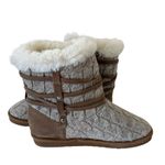 Muk Luks Clementine Taupe Brown Sweater Winter Boots Women's Size 9 Warm Tie Photo 3