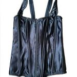 Y2K Black Silky Satin Goth Grunge Punk Dom Lingerie Intimates Structured Corset Size 34 Photo 0
