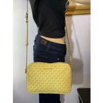 Michael Kors Jet Set Daisy Yellow W Gray MK Logo Zip Chain Strap Crossbody Bag Photo 5