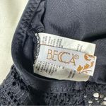 Becca Women's Black Tie-Front Crochet Lace Strappy One-Piece Swimsuit XS Photo 11