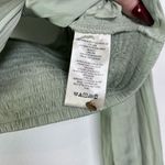 Anthropologie Mint Green Satin Ruched Smocked Blouson Long Sleeve Blouse XS Photo 4