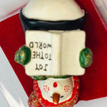 Vintage Snowman "Joy To The World" Brooch Pin With Glitter Accents White Photo 0