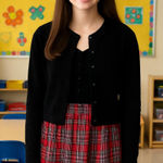 Vintage Plaid Dress with Velvet Jacket Red Size L Photo 0