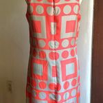 Milly | Geometric Silk Twill Mod Shift Cocktail Dress Coral and Gray - Size 4 Photo 3