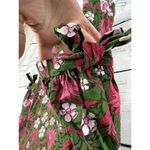 ZARA  Green Pink Floral Print Puff Sleeve Blouse Women's Size Medium Short Sleeve Photo 4