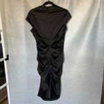 Cache Vtg  Dress 12 Black Satin Cap Sleeve Bodycon Cocktail Formal Midi Photo 1