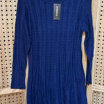 Women's Elegant Knitted Dress crew neck Long Sleeve for Autumn and Winter Blue Size 2X Photo 0