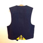 Lorraine Wardy Womens Black Denim Vest Size S Plaid Pocket Detail Photo 4