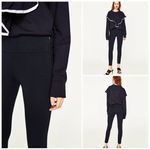 ZARA Wide Waistband Mid Rise Side Zip legging Pants Black Womens Size M Photo 1