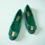 Salvatore Ferragamo  Varina Lace Bow Green Ballet Flats Size 6.5 Photo 1