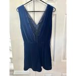 Topshop Navy Velvet Romper Peekaboo Black Lace Open Back Photo 2