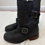 UGG  Oregon Avalahn Double Buckle Women's Black Shearling Suede Boots Size 7 Photo 0