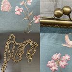 Handmade Blue Embroidered Butterfly & Flowers Wooden Top Handle Chain Strap Bag Photo 14