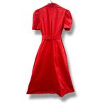Shoshanna  Annette Red Shirt‎ Dress Women’s Size 2 Puff Sleeve Button Front Tie Photo 4