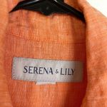Serena & Lily  Margot Shirt Dress Womens Orange Linen Button Up Tie Waist Travel Photo 9