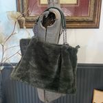 Expressions NYC Broome St. Chain Vegan Gray Faux Fur Tote Bag Chain w Detail 🧡🎀 Photo 0