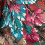 Vintage 90s Blouse Multicolor Feather Print Long Sleeve Collared Button Up Shirt Blue Size L Photo 9