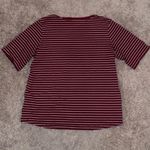 Lands' End Burgundy Striped Scoop Neck Short Sleeve T-Shirt Photo 5