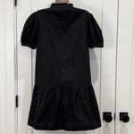French Connection  Poplin Mini Dress Organic Cotton Puff Short Sleeve Black Small Photo 8